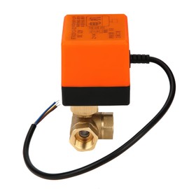DN15 G1/2 Brass 3 Way Motorized Valve Ball Electrical Valve DC12V 3 Wire 2 Control Brass Ball Valve Applicable Cold Water Hot Water for Air Conditioner Fan Coil and Water Control System
