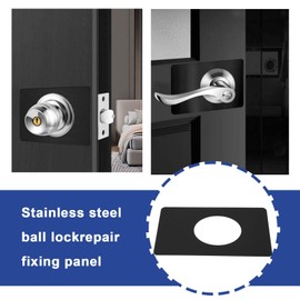 VGOL Door Lock Repair Plate 13cm x 9cm for 5.5cm Spherical Lock Reinforcement Plate Stainless Steel Door Lock Fixing Plate for Door Knob, Lever/Latch Fixing, Cover Plate, Black