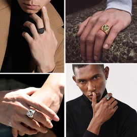 Gold Thick Rings Size 7 For Women Steel Gothic Jewelry Pinky Finger Lucifer Satanic Ring