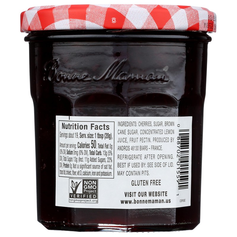 Bonne Maman Cherry Preserves, 13 oz Glass Jars (Pack of