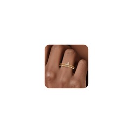 ALEXCRAFT Gold Ringe Damen, Doppelring Offen Verstellbar Herz Ringe Verlobungsring Eheringe Engagement Ring Offene Stapeln Daumen Ring Einfacher Damenring Geschenk für Damen