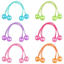 6 pares de bandas de pelo de bolas, de acrílico de 6 pulgadas, para cola de caballo de mariposa, accesorios para el cabello para niñas, mujeres y niños, multicolor (12 unidades)