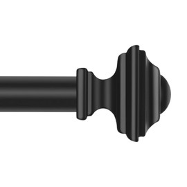 JRZOO Black Curtain Rods 48 to 84 Inches(4-7 Feet),Decorative 3/4 Inch Diameter Drapery Rod Set with Square Finials,Size:36''-88'',Matte Black