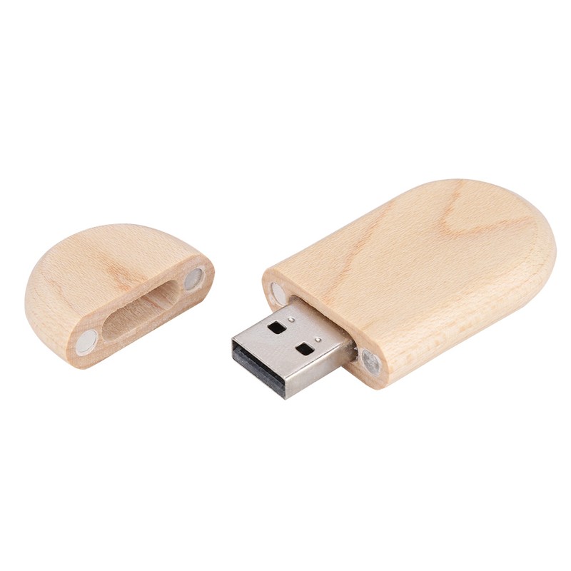 Oval Maple Wooden Shell USB 3.0 Flash Memory Drive Storage