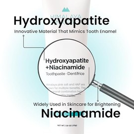 HIMALAYA PINKSALT Fluoride Free Hydroxyapatite Toothpaste with Niacinamide, Helps Remineralize, Appropriate for Sensitive Teeth, Teeth Whitening, Spea