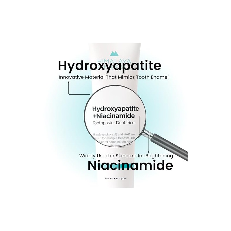 HIMALAYA PINKSALT Fluoride Free Hydroxyapatite Toothpaste with Niacinamide, Helps Remineralize,