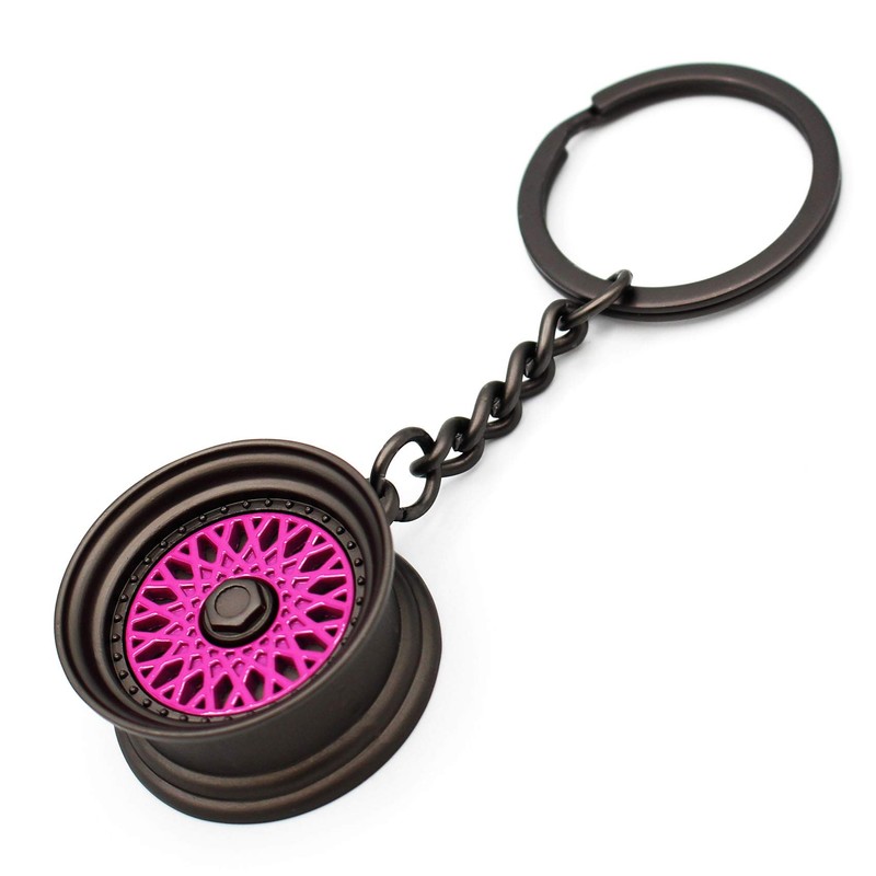 VmG-Store BBS Style Black / Chrome Rim Keyring - Solid