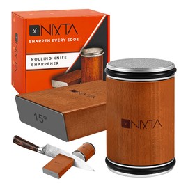 Nixta Rolling Knife Sharpener Kit – 3-Stage Manual Knife Sharpener for Kitchen, Chef & Serrated Knives – Knives Sharpener with Non-Slip Base – Knife Sharpening Kit