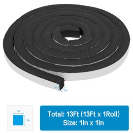 Foam Insulation Tape, Weather Stripping Door Seal Strip for Doors and Windows,Sliding Door,Sound Proof Soundproofing Door Seal,Weatherstrip,Air Conditioning Seal Strip (1In x 1In x 13Ft)