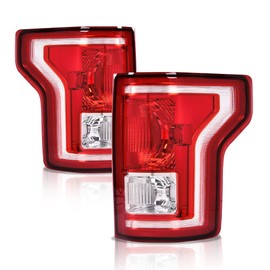 G-PLUS Tail Lights Assembly Left & Right Side Compatible with Ford F150 2015 2016 2017 Taillamps Brakelights w/o bulb Halogen Red lens FL3Z13405A-PFM FL3Z13404A-PFM FO2800239C FO2801239C