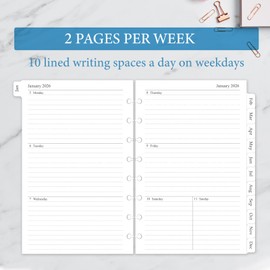 2026 Weekly & Monthly Planner Refill, A5 Medium Planner Inserts for 8-Disc Discbound Planner, 5.5"x8.5", Jan. 2026 - Dec. 2026, 12 Monthly Calendars with Laminated Tabs