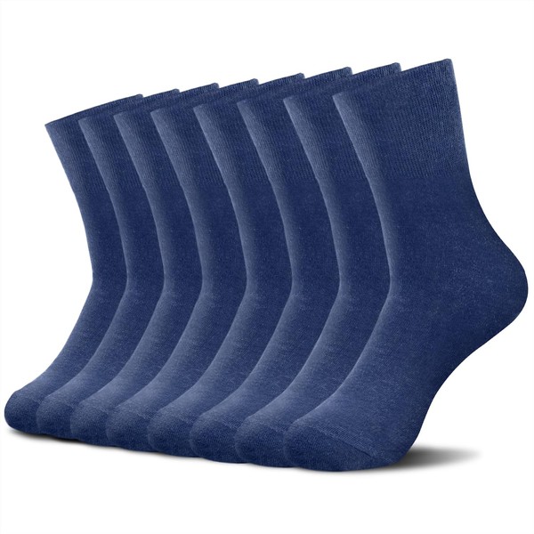 SkiBeaut - Calcetines para diabéticos para hombres, 8 pares de calcetines sueltos a media pantorrilla para mujeres embarazadas y ancianos, 8 pares, azul marino, 9-13