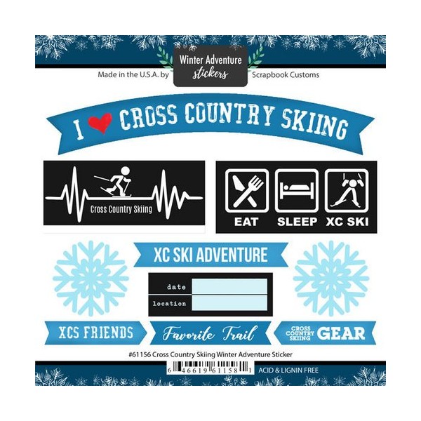 Cross Country Skiing Winter Adventure Cardstock Scrapbook Stickers (61158)