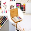 Holzsammlung Portable Bamboo Empty Mini Travel, 24 Grids Watercolour Paints
