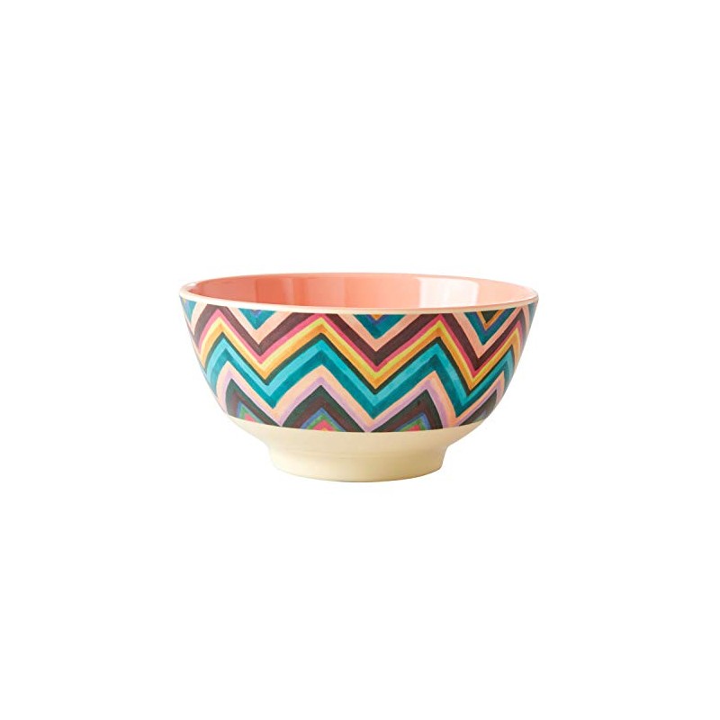 Rice Medium Melamine Bowl - Two Tone - Zig Zag