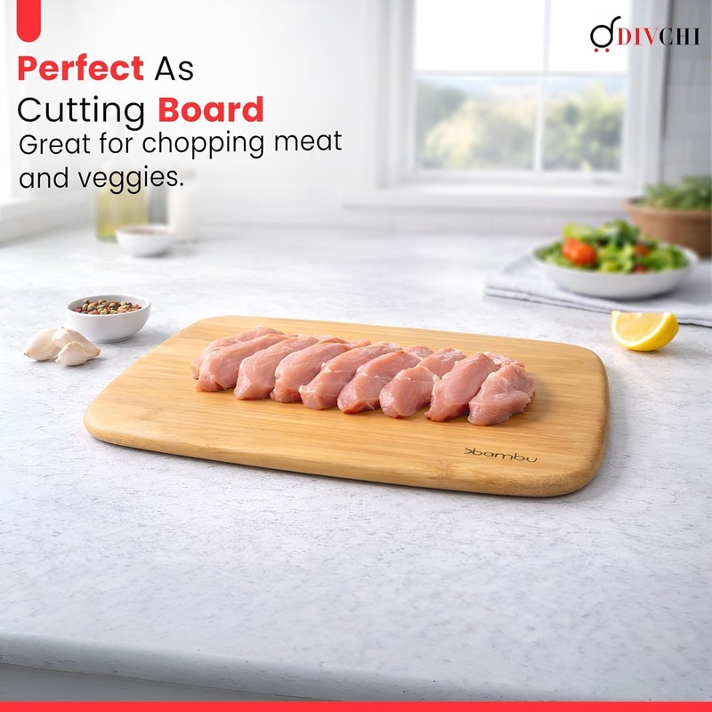 DIVCHI Bamboo Cutting Board Wooden Chopping Board for Kitchen Durable