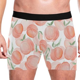 ZZXXB Summer Peach Fruit Mens Boxer Briefs Breathable Underwear Fly Front With Pouch X-Large