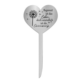 LUMOOM Grave Stake Stainless Steel Heart, Grave Decoration, Weatherproof, Grave Decoration with Saying for Remembrance, Heart Shape Memorial Plaque, Height Adjustable for Gardens, Yards (Princess)