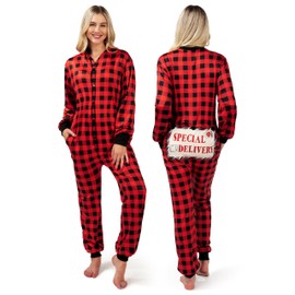 Giggling Getup Women Christmas Plaid Pajamas Outfit, Christmas Adult Flannel Pajamas Women Red