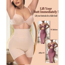 High Waisted Body Shaper Shorts Shapewear for Women Shapewear Tummy Control Seamless Shaping Shorts Beige