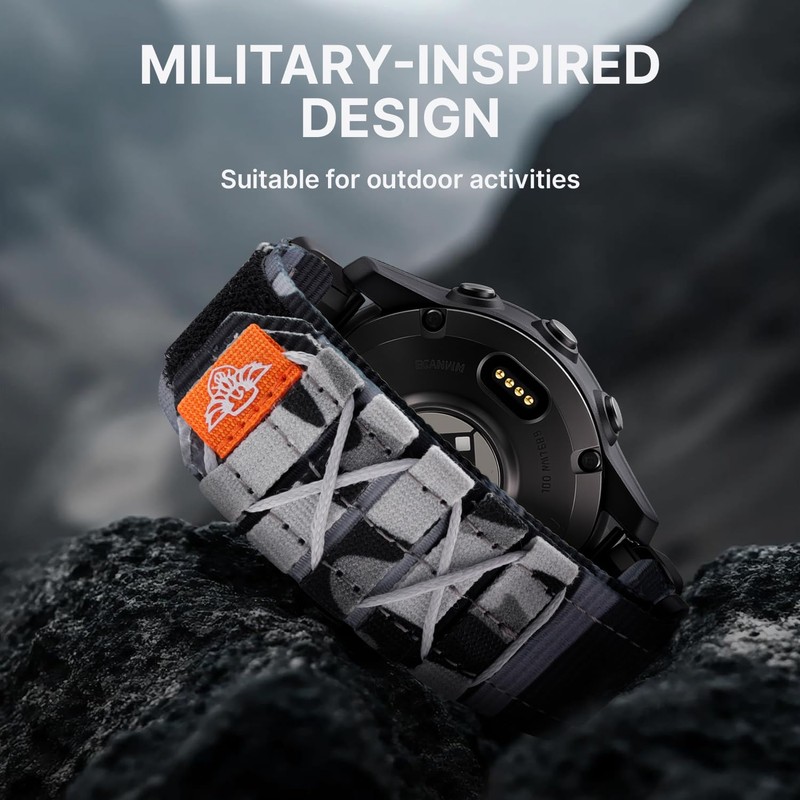 Bandletic 22mm Tactical Military Nylon Watch Band Compatible with Garmin