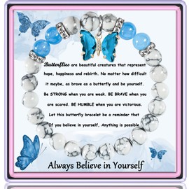 GIAYIER Butterfly Bracelet for Women Butterfly Charm Jewelry Butterfly Lover Gifts Butterfly Inspirational Gifts for Mom Daughter Wife Granddaughter Best Friends (Blue)