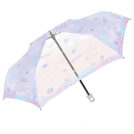 Ki-202 Folding Umbrella, Children, Kids, Hand Opening, Lightweight, Ribs, 19.7 inches (50 cm), Easy to Open and Close, Girls, Colorful Marine, purple