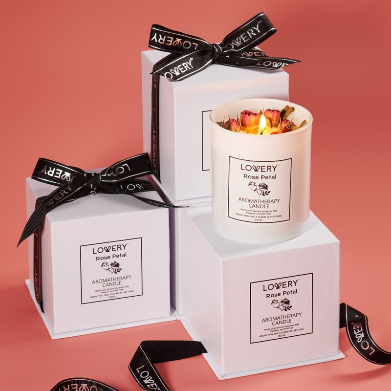 Lovery Rose Home Candle, 8oz Luxury Aromatherapy Scented Candle Gift