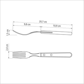 Tramontina Table Fork Polywood Long 8" Dark Dishwasher Safe Made in Brazil 21110/090 TRAMONTINA