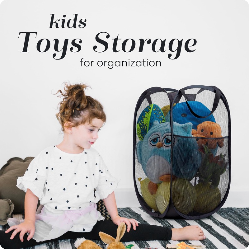 Handy Laundry Collapsible Mesh Pop Up Hamper with Wide Opening