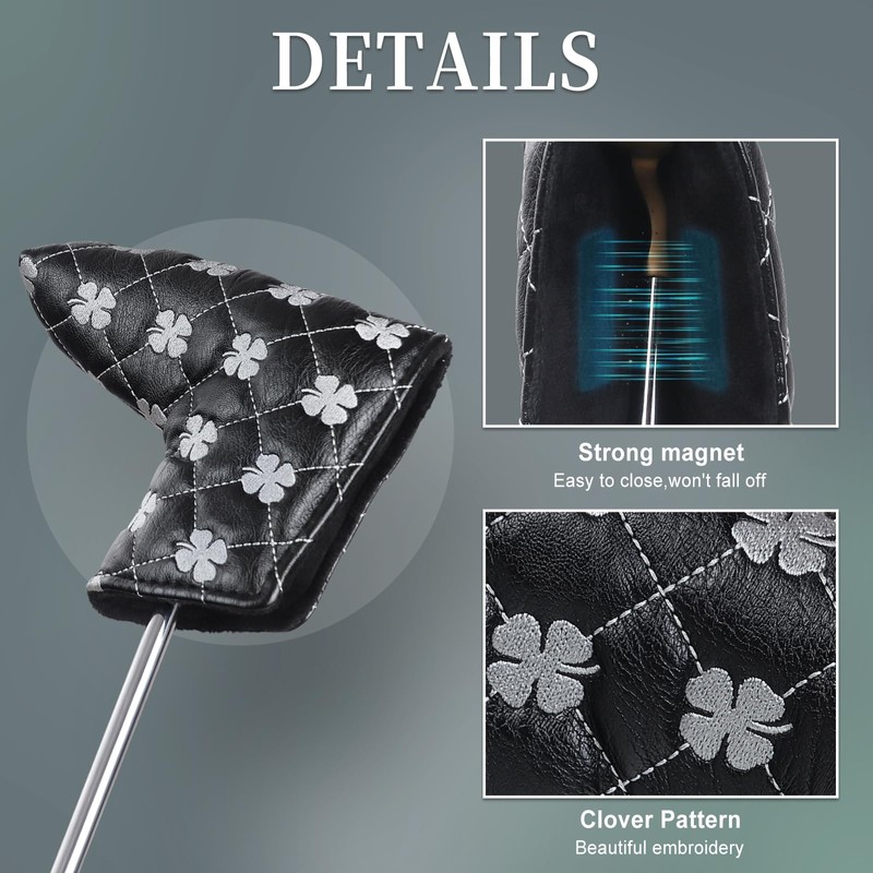 Golf Blade Putter Club Head Cover Pingtype Magnetic Black PU