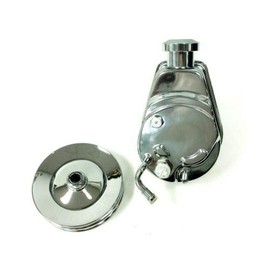 BBC SBC Chevy Chrome Saginaw Style Power Steering Pump w/Double Groove Pulley