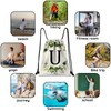 Zewurtuw Initial Letter Drawstring Backpack String Sports Gym Bags Waterproof