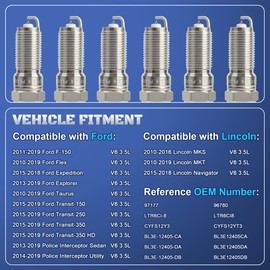Iridium Spark Plugs 6 Pack Fit for 3.5 Ford F150 2011 2012 2013 2014-2019,Ford Explorer 2013-2019,Ford Expedition 2015-2018,Ford Taurus 2010-2019,Ford Flex 2010-2019,Ford Transit 150 250 350 V6 3.5L