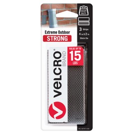 VELCRO Brand Industrial Strength Fasteners | Extreme Outdoor Weather Conditions | Heavy Duty Strength Holds up to 15 lbs | 4 x 2 inch Strips, 3 Sets, Titanium,VEL-30757-USA