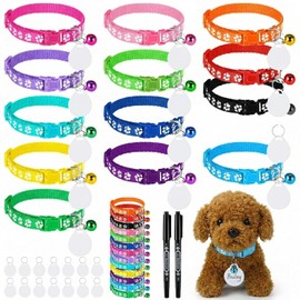 50 Pcs Adopt a Puppy Pet Party Favors Puppy Adoption Party Supplies 24 Adjustable Dog Collars with 24 ID Card for Pet Birthday DIY Craft