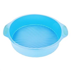 Molde de la Torta del Silicón de 9 Pulgadas con Dise?o de la Ondulación, Hornada de la Torta de la Bandeja para Hornear de la Forma Redonda del Molde de la Torta (Azul)