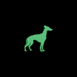 Whippet Dog Silhouette Glow in The Dark Sticker Decal for Phone Tablet Laptop Car Truck Window | 3" Sticker | Green