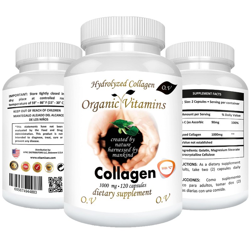 HYDROLYZED Collagen 120 Super Advanced Supplement Capsules for Skin Nails