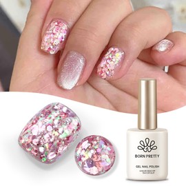 Born Pretty Glitter Gel Nail Polish with Sequins, Long Lasting U V Gel Polish for Manicure and Nail Art, DIY at Home, Salon-Quality, Easy to Apply, 15ml Set4