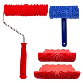 4-Pack Wood Grain Tool, Wood Graining Roller Painting Tool with Handle, Rubber Empaistic Wood Texture Painting Tool Set for DIY Wall Room Art Paint Decoration