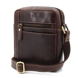 ekavale Men's Leather Shoulder Bag - Vintage Shoulder Bag - Multiple Compartments Ideal for Travel and Everyday Use, Dark brown