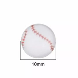 Unbranded 10 pcs Circle Baseball Ball Sports Glass Round Dome Seals Tiles Cabochons – 10mm
