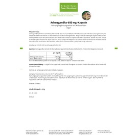 Sanct Bernhard Ashwagandha Capsules, 600 mg Ashwagandha Extract, 15 mg Withanolides per Capsule, 60 Capsules for 2 Months