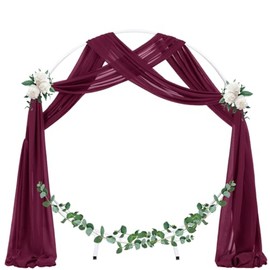 Socomi Wedding Arch Draping Fabric 3 Panels 29" x 19Ft Burgundy Sheer Chiffon Curtain Drapes 6 Yards for Wedding Ceremony Birthday Party Decoration