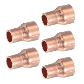 PATIKIL 5Pcs Copper Reducer 3/8" x1/4" ID Reducing Copper Coupling Fitting Pipe Adapter