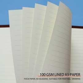 A5 Ruled Refill Paper, A5 Loose Leaf Paper 6 Hole Notebook Refills for 6 Ring Refillable Binder Notebook Planner Diary Journals Painting -Lined Pages,80 Sheets/160 Pages (Beige Lined, A5)