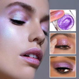 Iridescent Purple Cream Shimmer Eyeshadow, Metallic Violet Eyeshadow with Sparkle, Waterproof & Crease Resistant, Highly Pigmented Shimmer Formula, Vegan & Smudge Proof, Luxury Cream Shadow for Hooded Eyes or Night Out