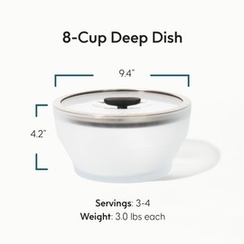 Anyday 8-Cup Microwave Cookware & Glass Container with Glass Lid, Plastic-Free Deep Food Storage | Stackable Airtight Steamer with Vented Lid for Microwave-Safe Reheating, Steaming Vegetables & Rice