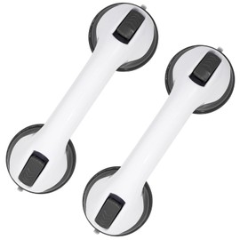 2-Pack Grab Bars for Bathtubs and Showers, 12 inch Shower Handle Suction Shower Bar, Safety Bars for Shower Chair, Bathroom Grab Bar for Senior，No Drilling Removable (Gray, 12 inch)